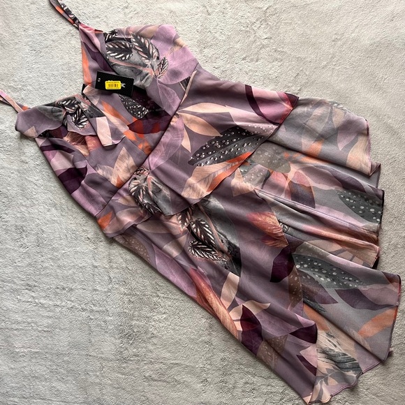 NWT City Chic Amalia Paradise Palm Printed Sleeveless Vacation Top Purple Sz 14 - Picture 1 of 15